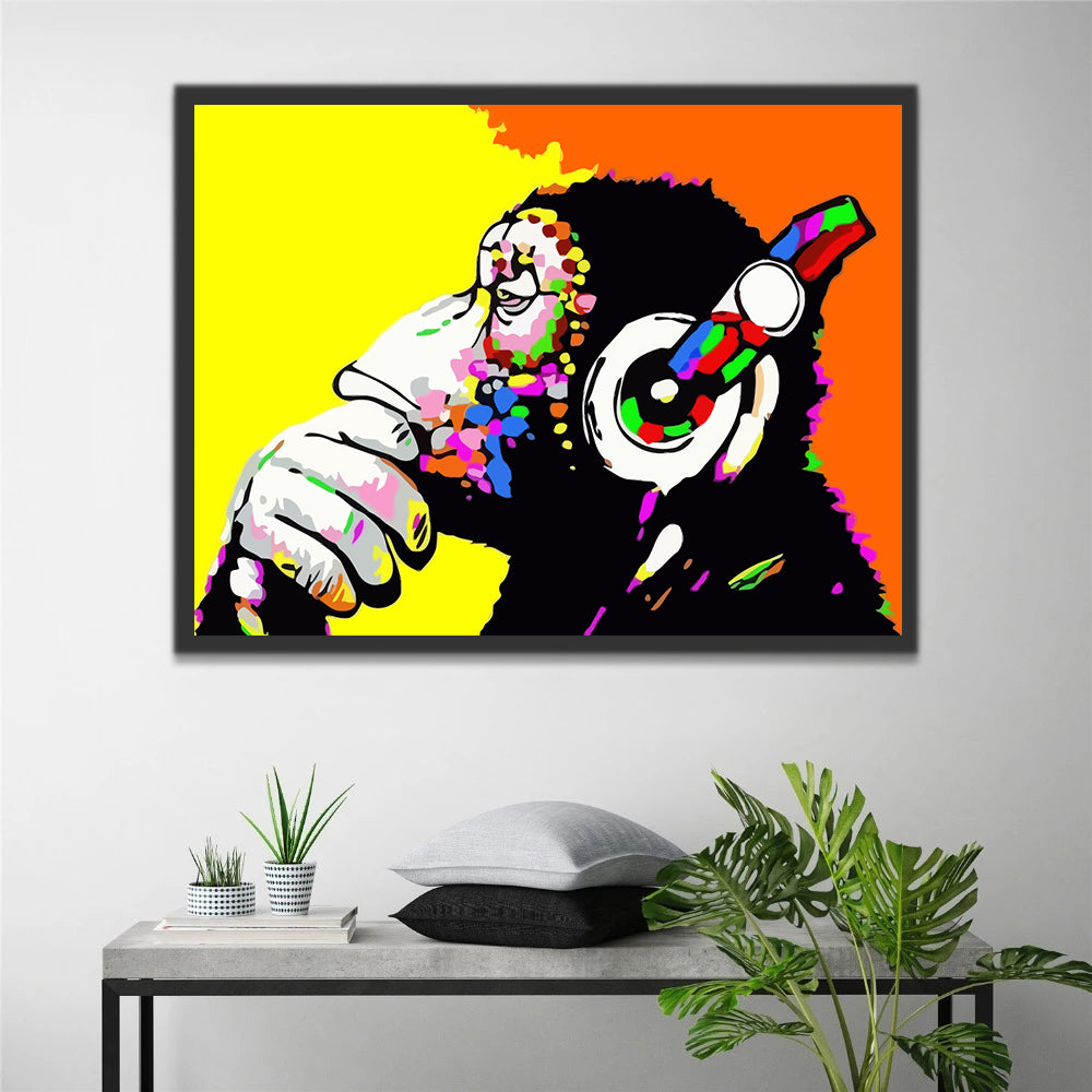 Thinking Gorilla on Colorful Background Paint by Numbers