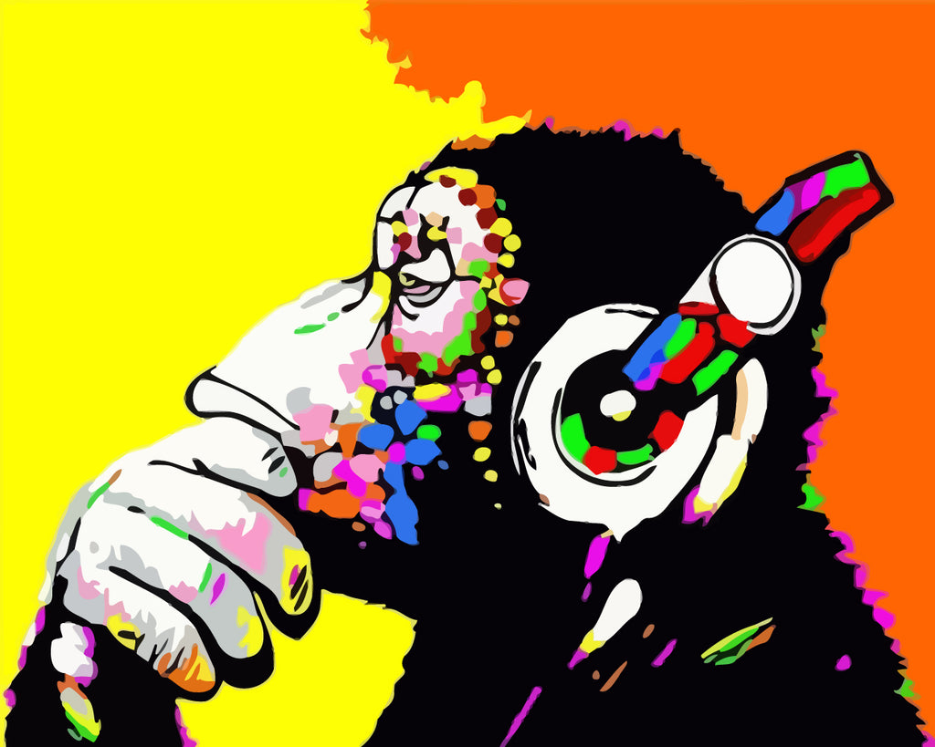 Thinking Gorilla on Colorful Background Paint by Numbers