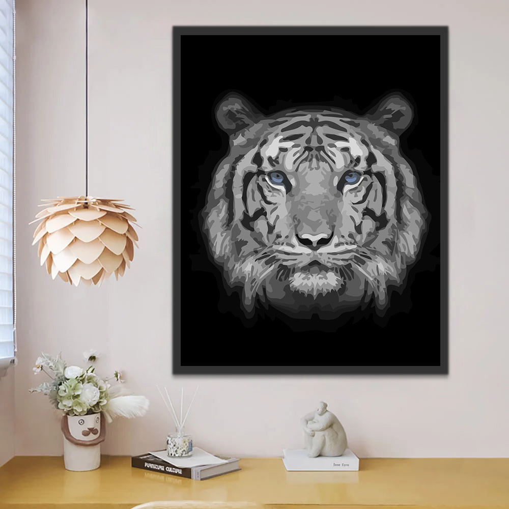 Tiger Head in the Dark Paint by Numbers