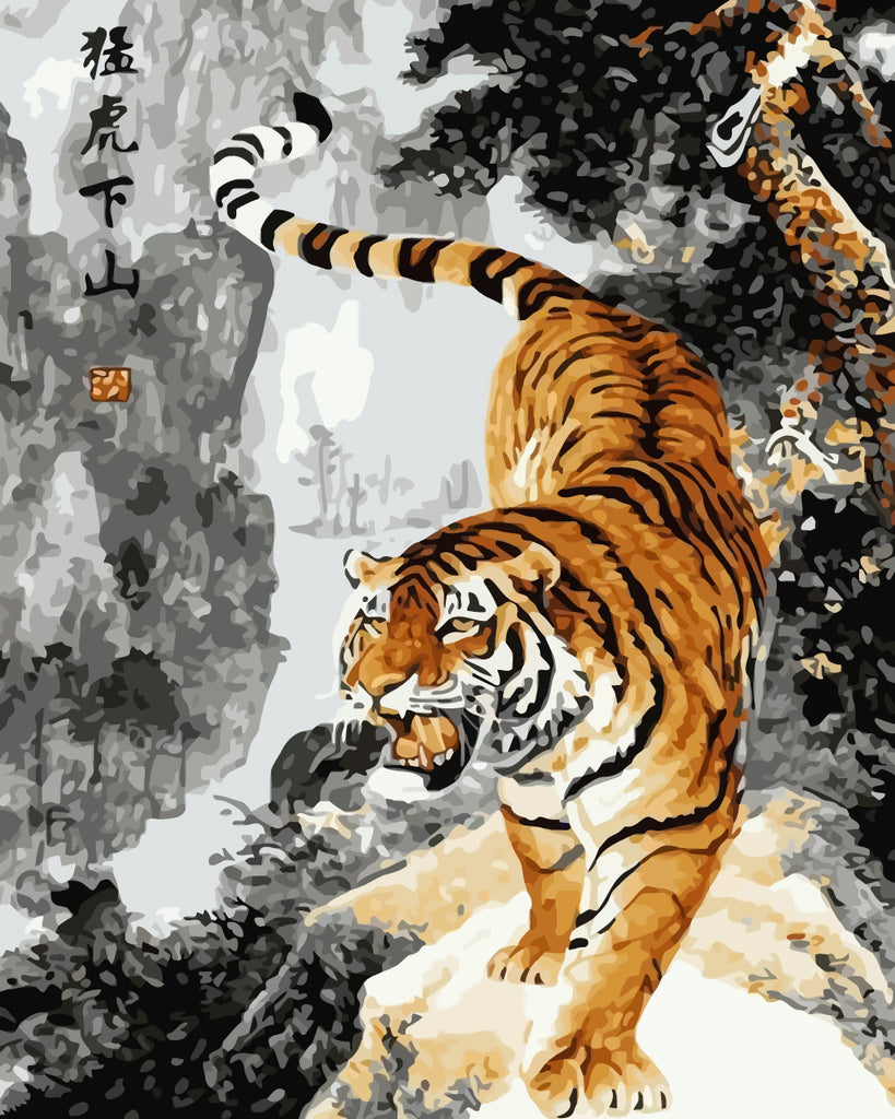 Tiger in the Mountain Paint by Numbers