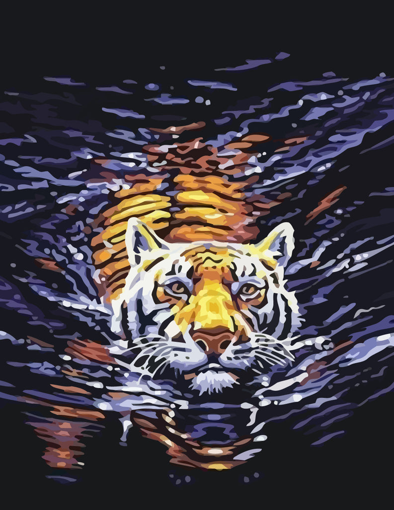 Tiger in Water Paint by Numbers