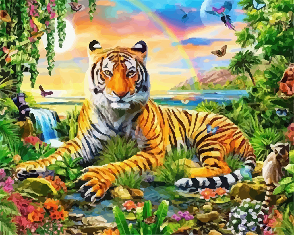 Tiger Jungle Rainbow Paint by Numbers