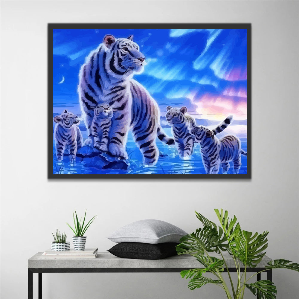 Tigers and Polar Lights Paint by Numbers