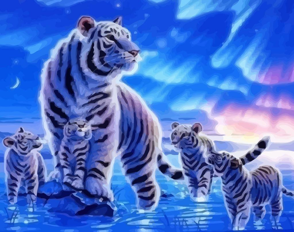 Tigers and Polar Lights Paint by Numbers