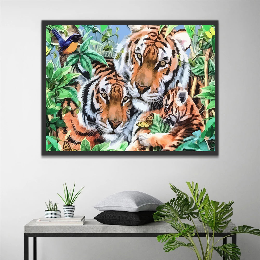 Tigers Family in the Jungle Paint by Numbers