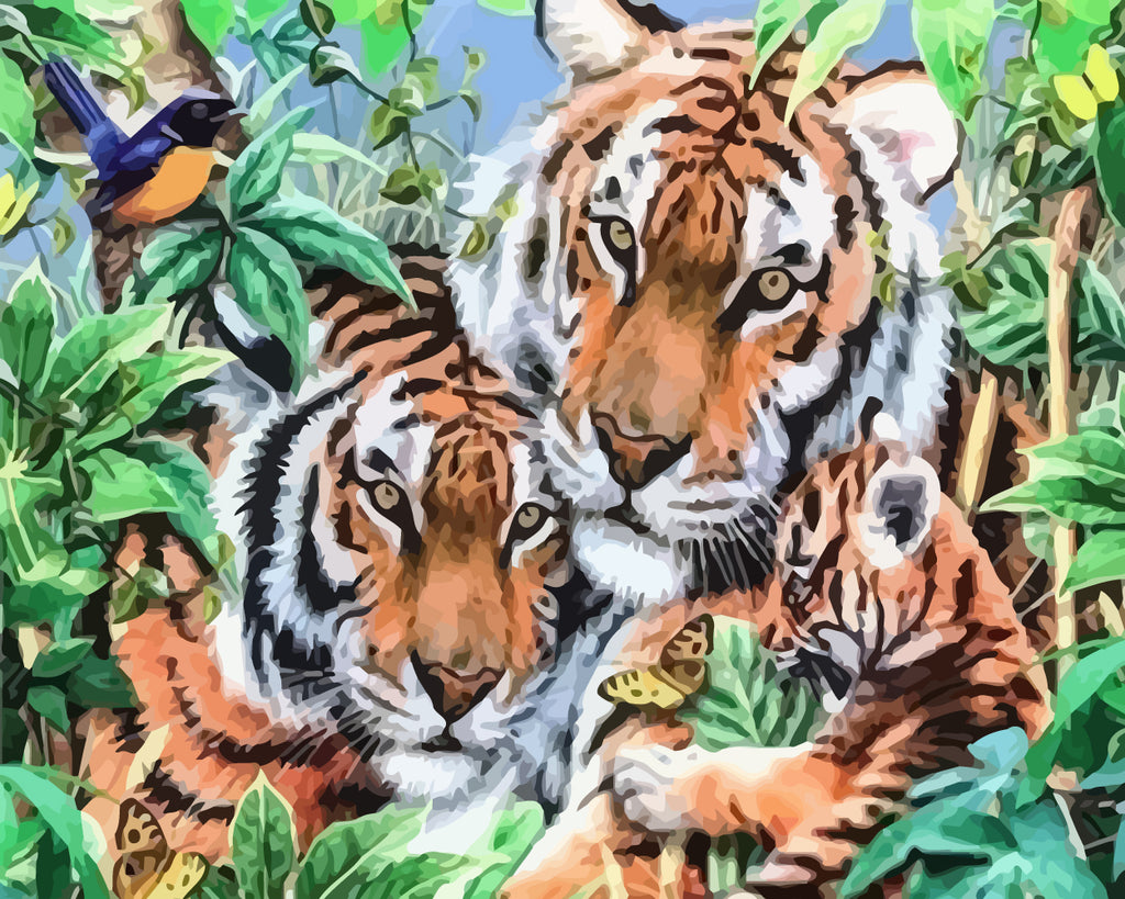 Tigers Family in the Jungle Paint by Numbers