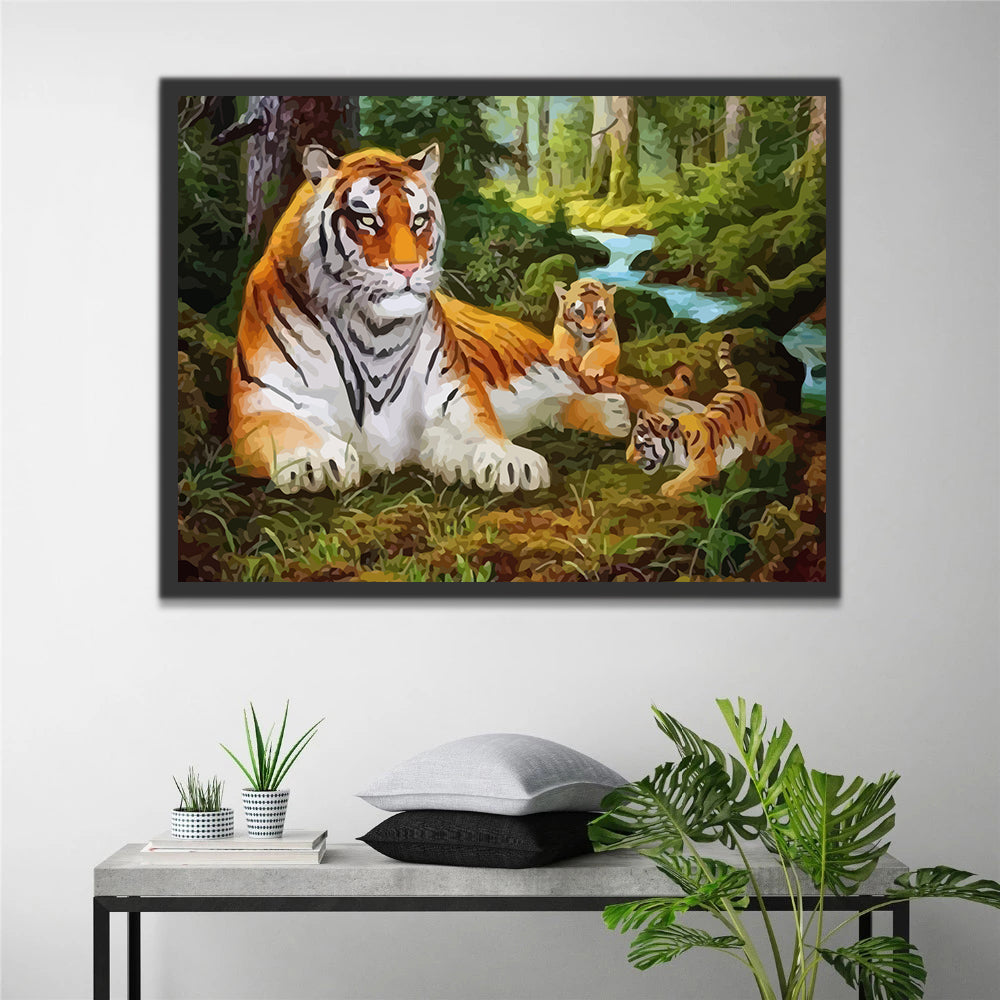 Tigers in the Forest Paint by Numbers