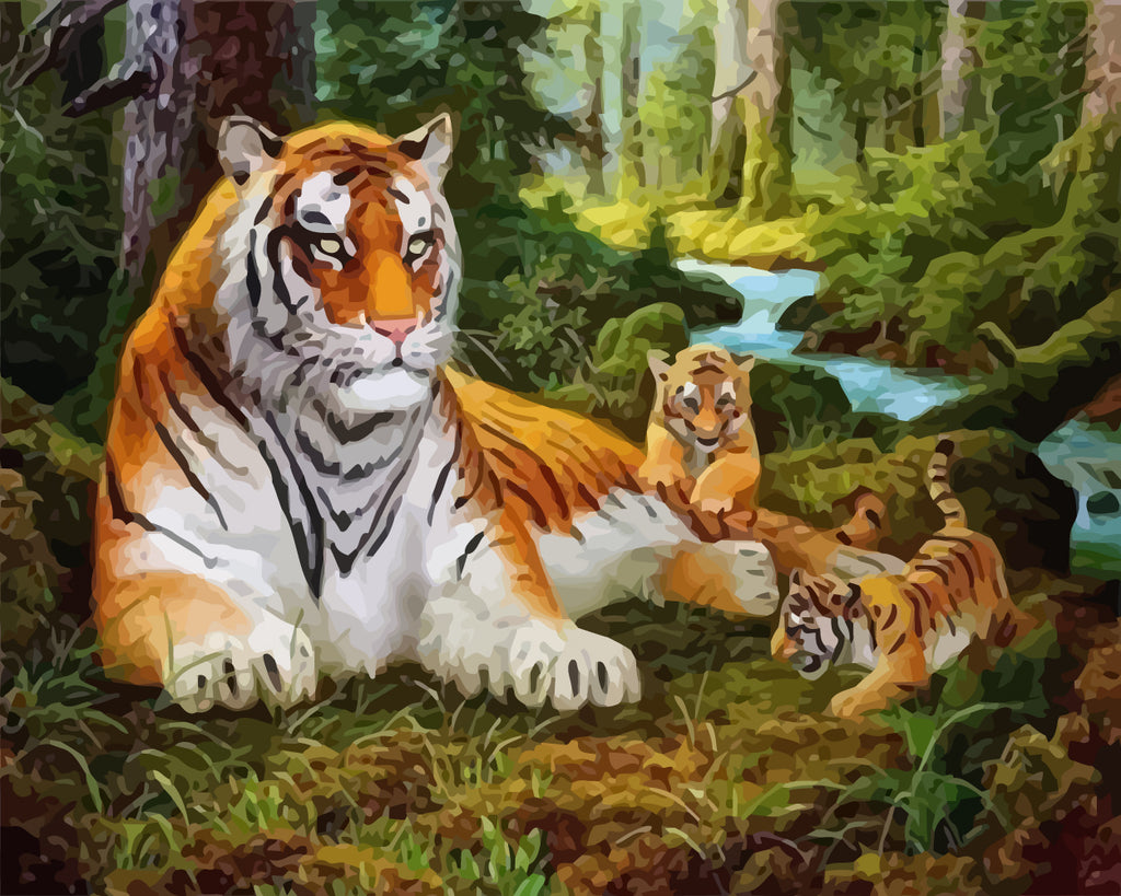 Tigers in the Forest Paint by Numbers