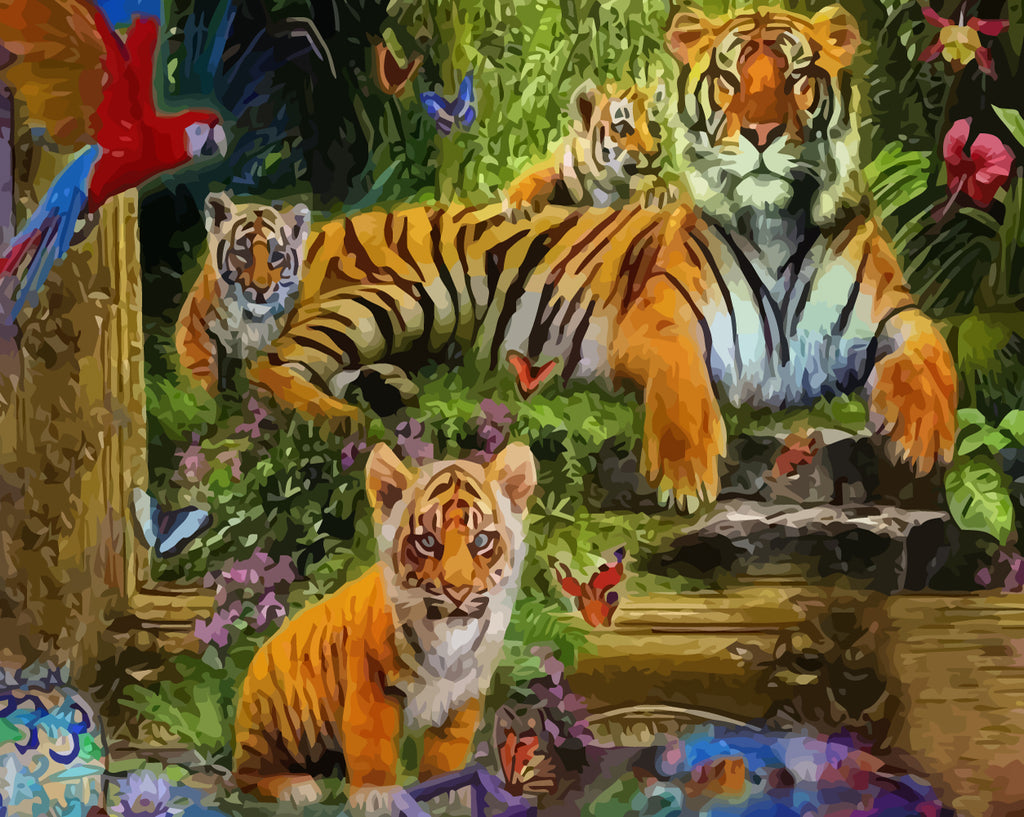 Tigers in the Jungle Paint by Numbers