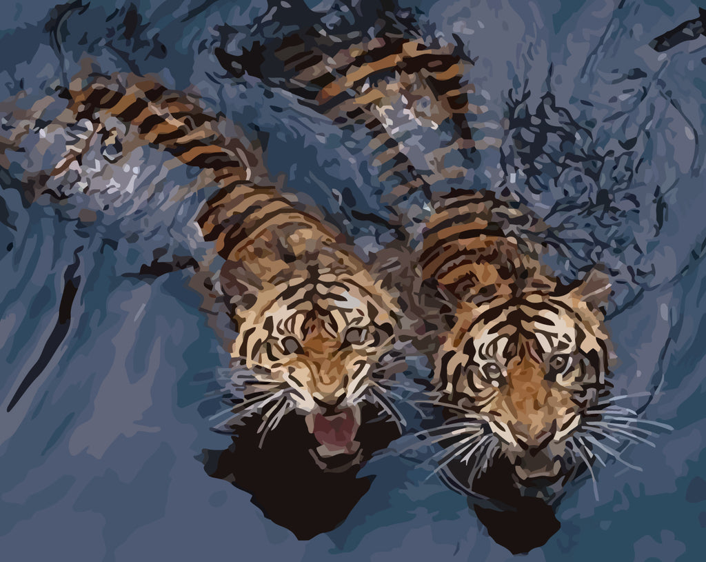 Tigers in Water Paint by Numbers