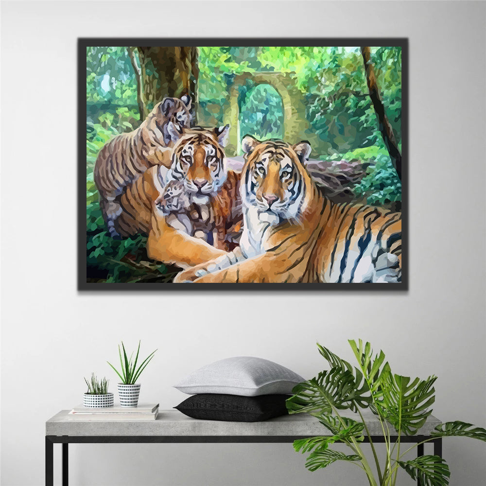 Tigers under the Tree Paint by Numbers