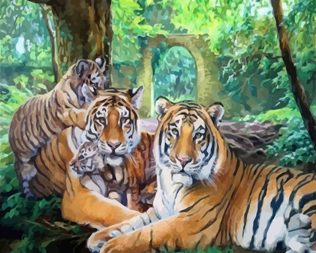 Tigers under the Tree Paint by Numbers