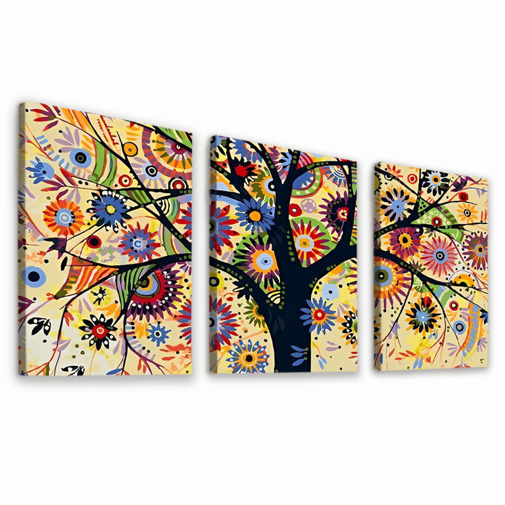 Tree and Abstract Flower Pattern 3 Pack Paint By Numbers