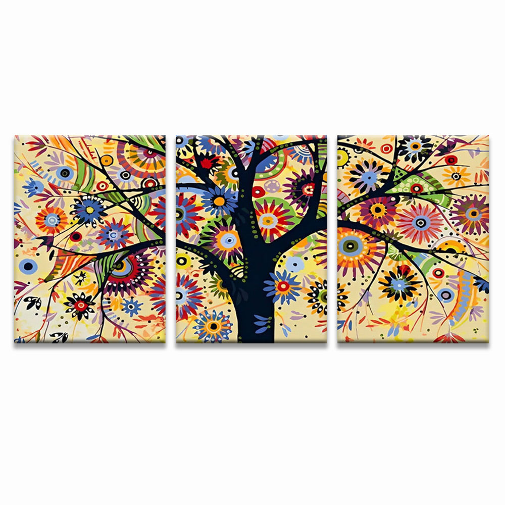 Tree and Abstract Flower Pattern 3 Pack Paint By Numbers