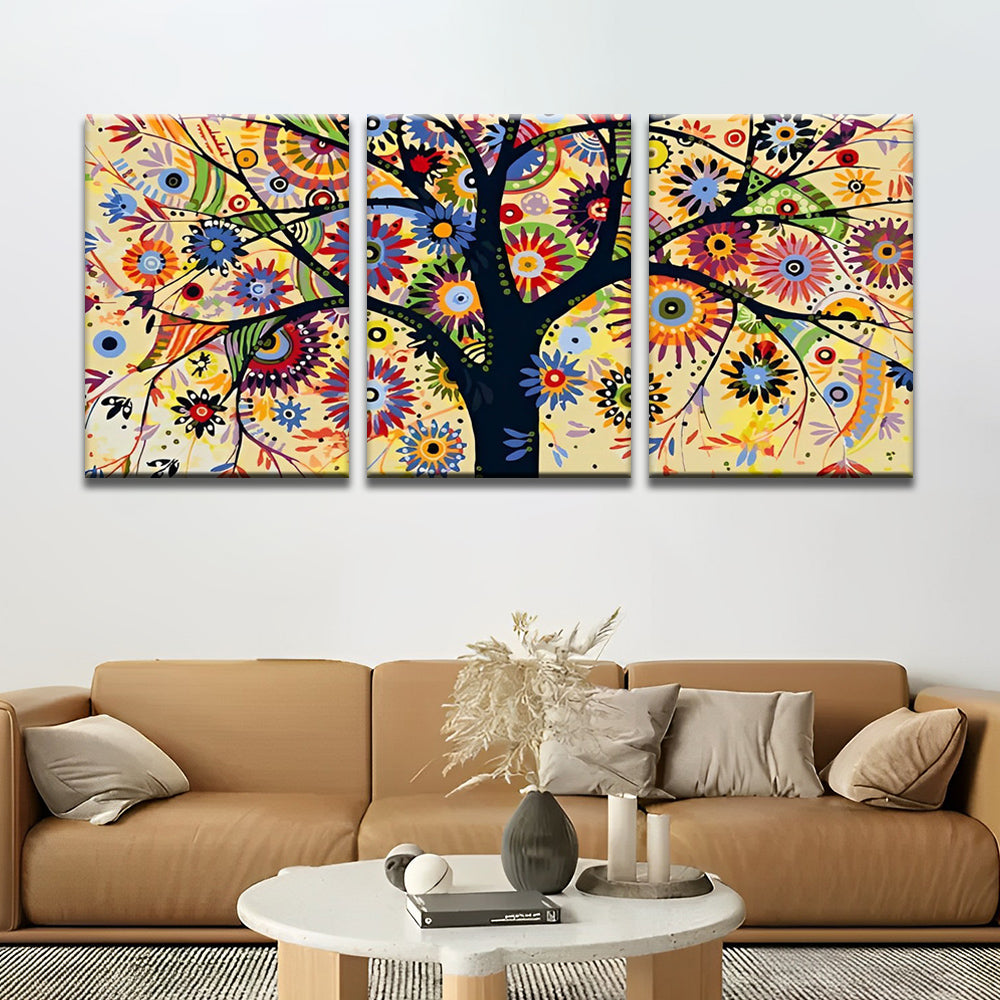 Tree and Abstract Flower Pattern 3 Pack Paint By Numbers