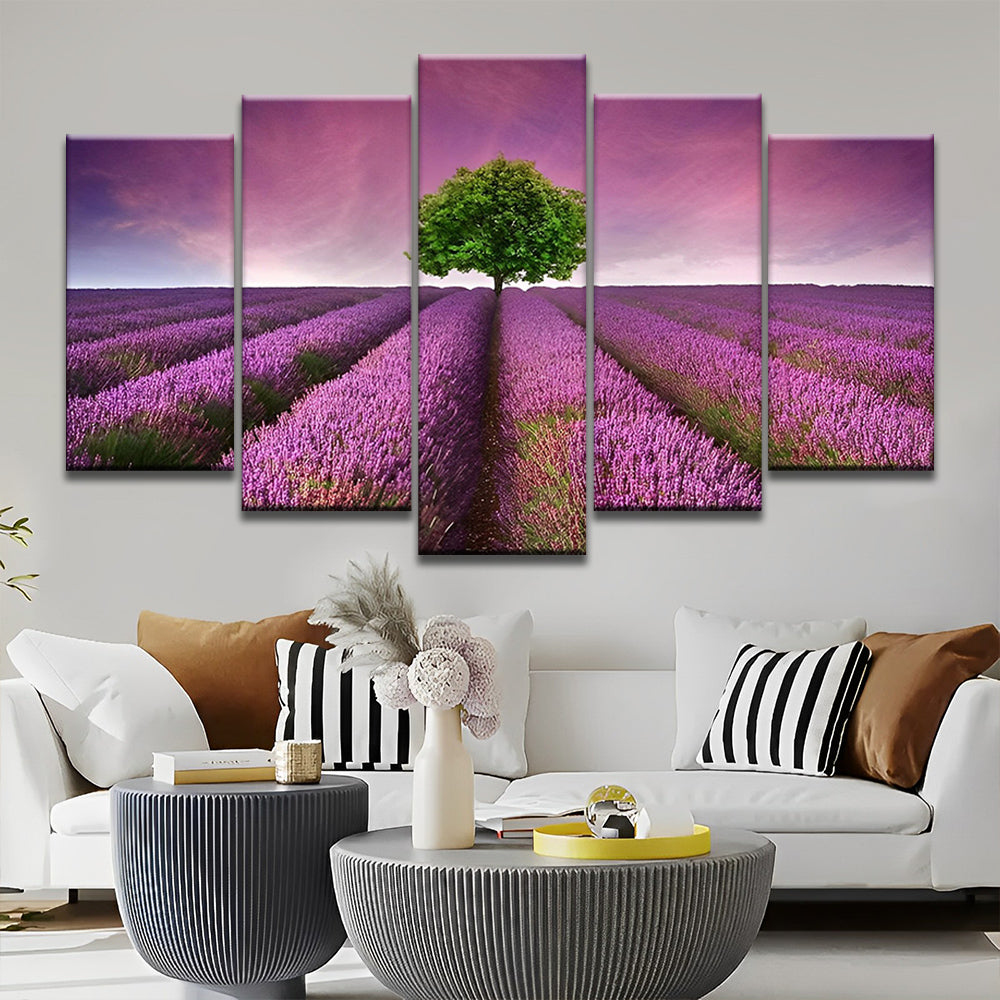 Tree in Lavender Field 5 Pack Paint By Numbers