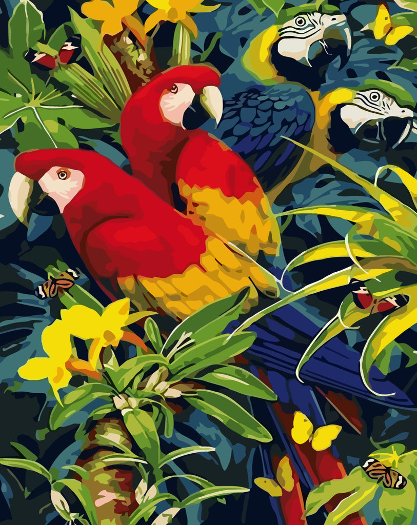 Tropical Parrots Paint by Numbers