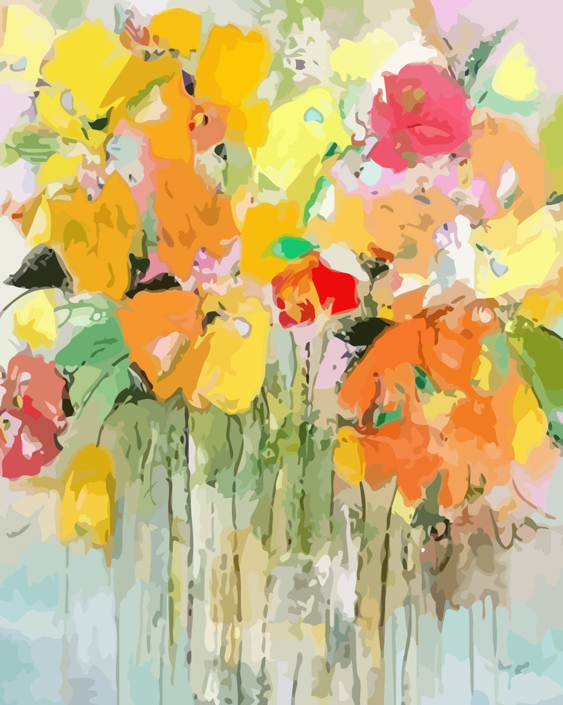 Watercolor Abstract Flowers Paint by Numbers