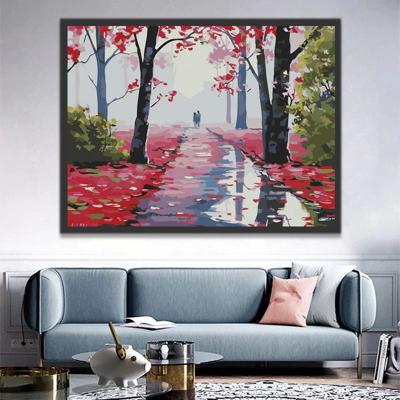 Watercolor Autumn Rain Paint by Numbers