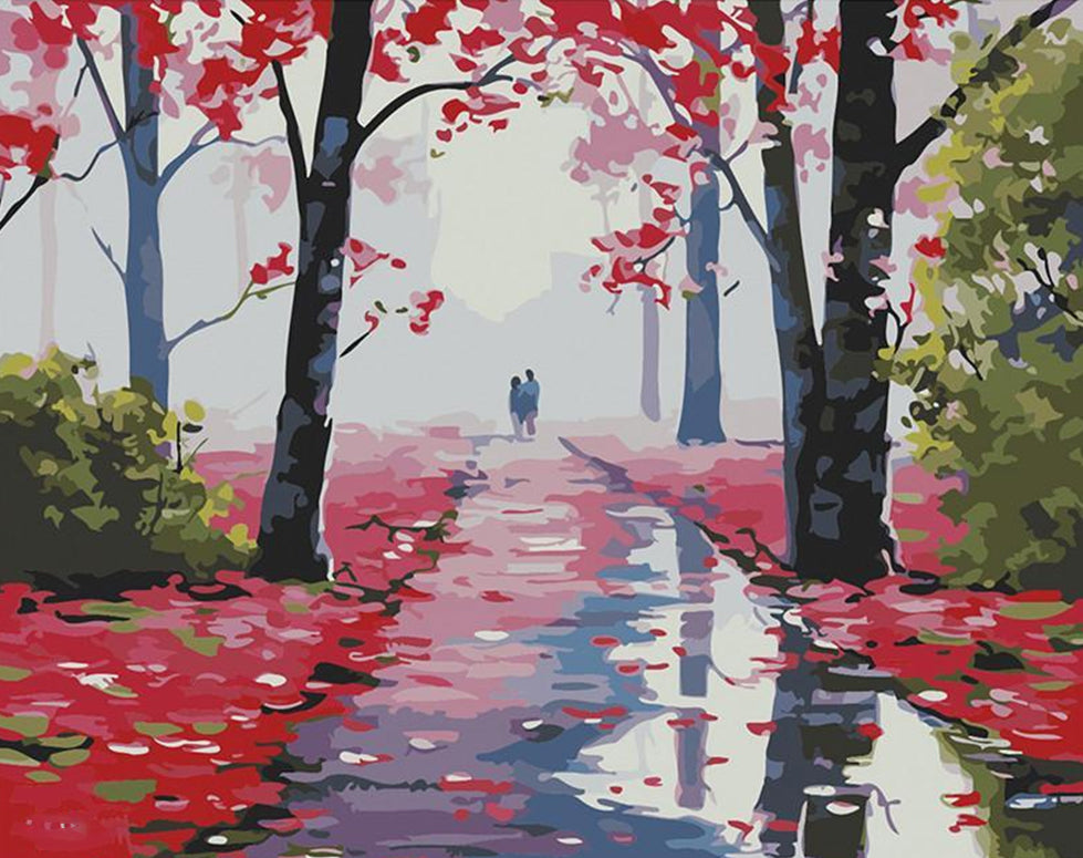 Watercolor Autumn Rain Paint by Numbers