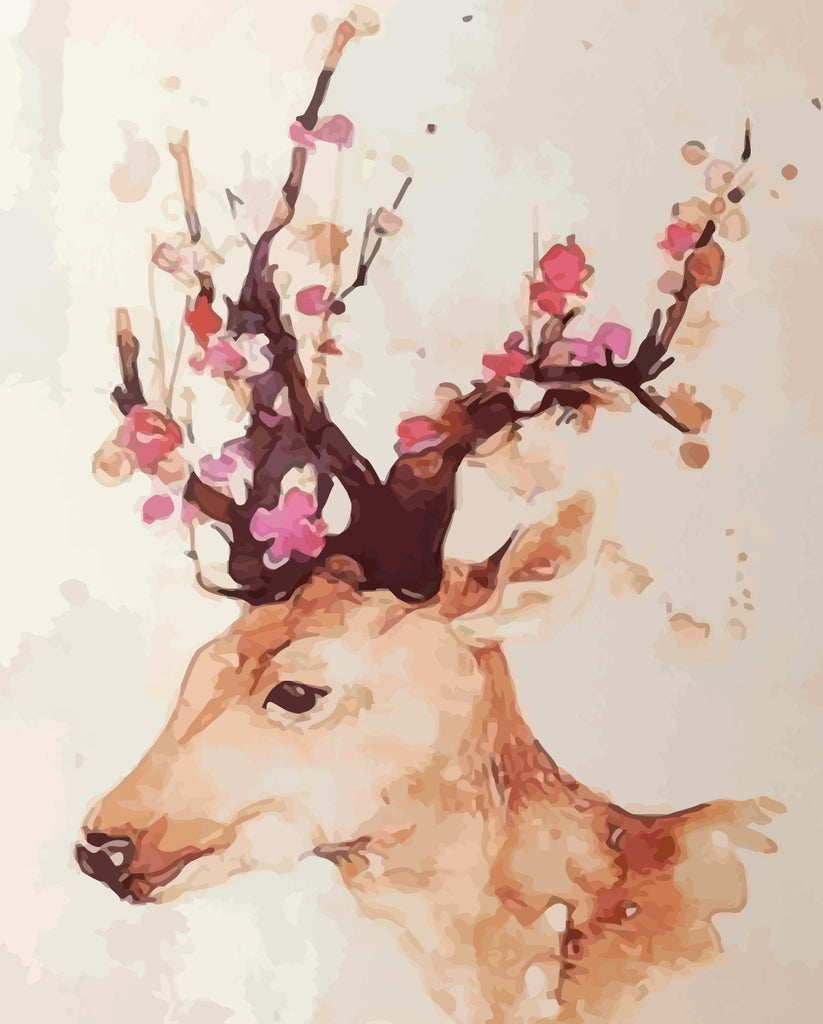 Watercolor Deer Paint by Numbers