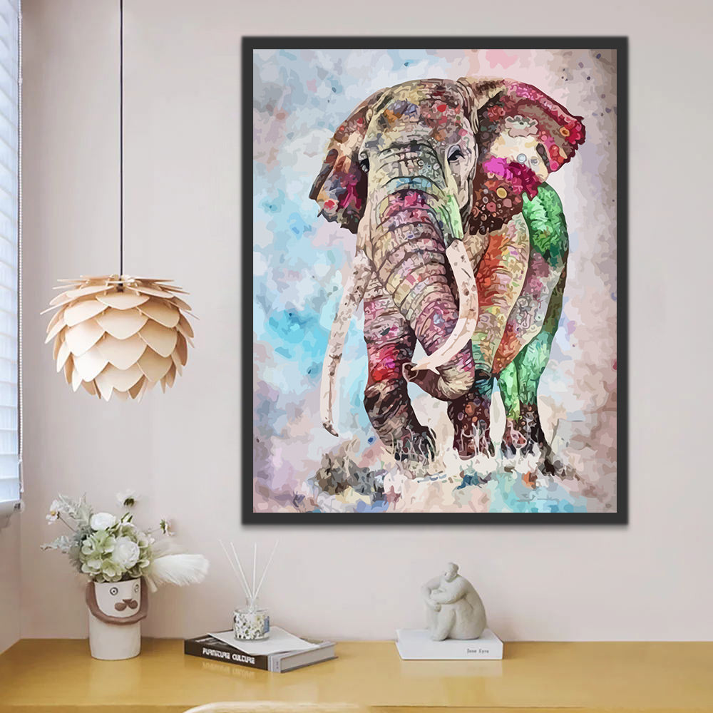 Watercolor Elephant Paint by Numbers