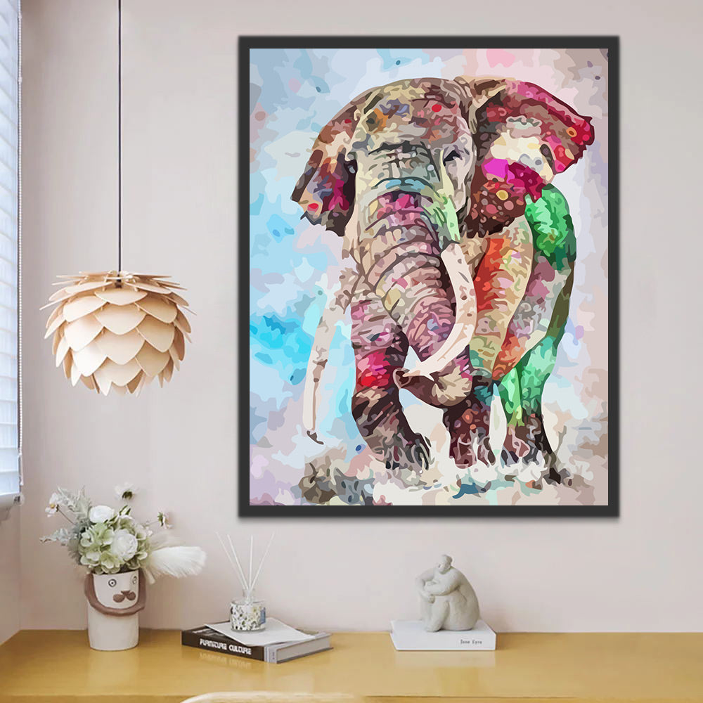 Watercolor Elephant Paint by Numbers