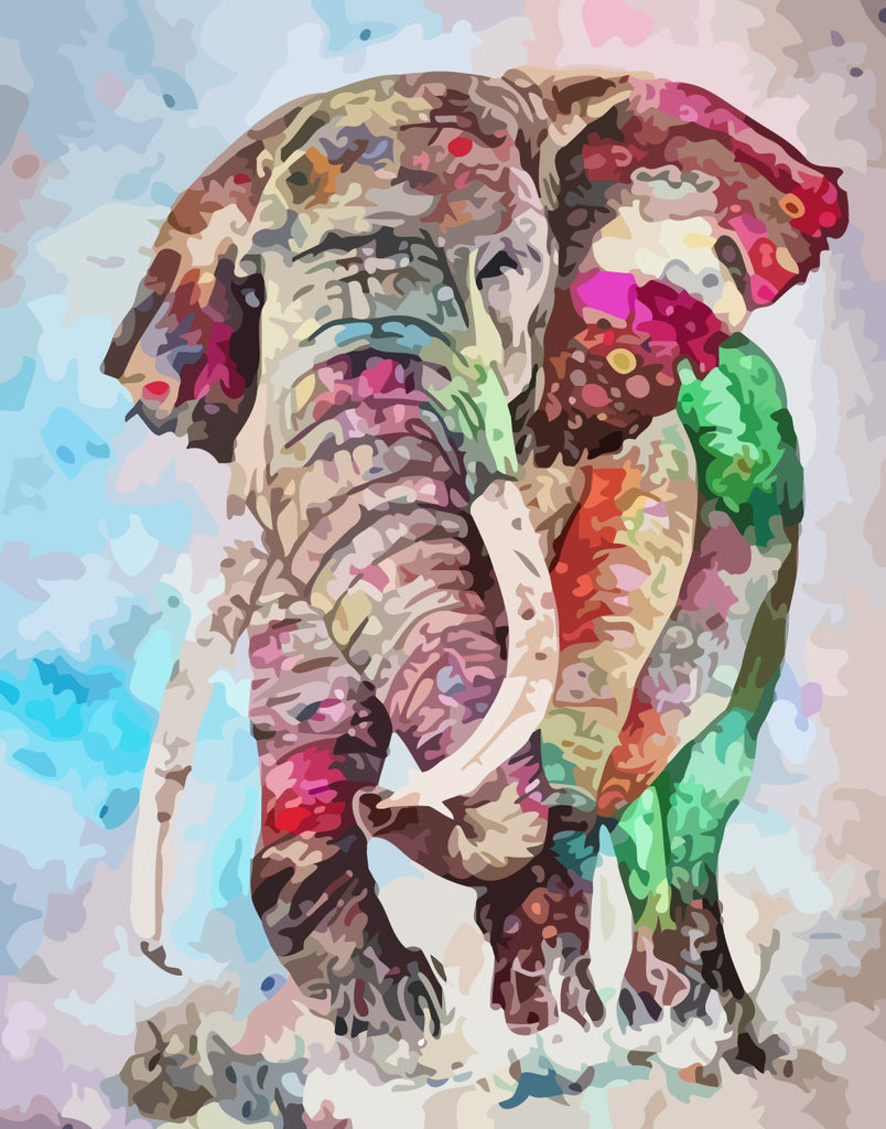 Watercolor Elephant Paint by Numbers