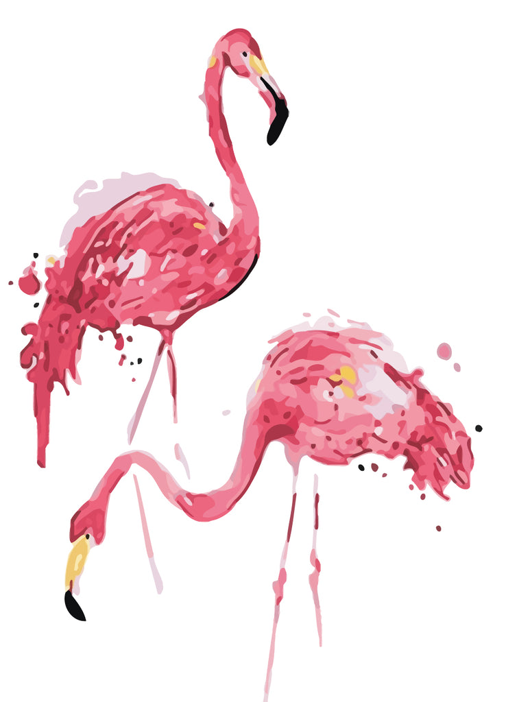Watercolor Flamingos Paint by Numbers
