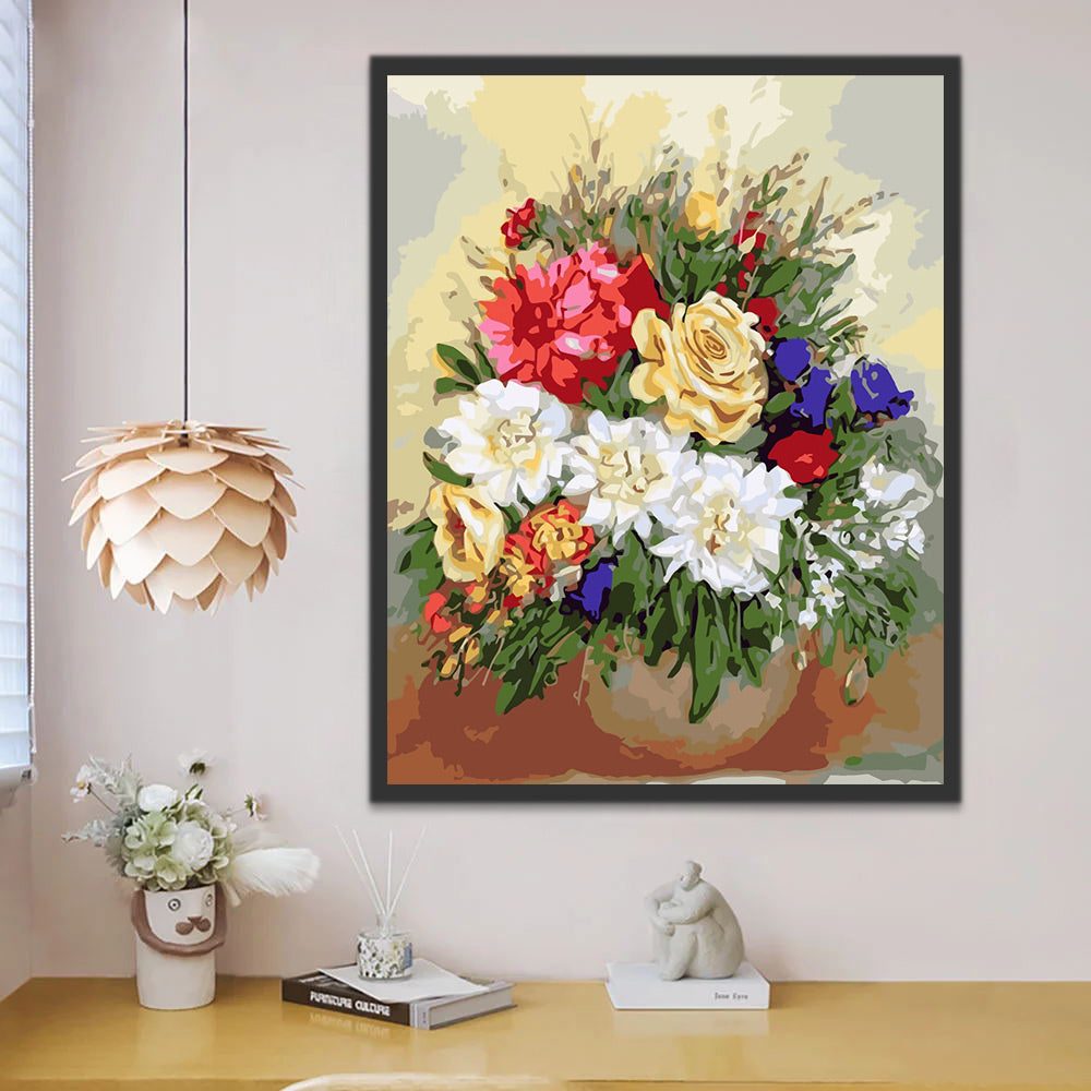 Watercolor Flower Bouquet Paint by Numbers