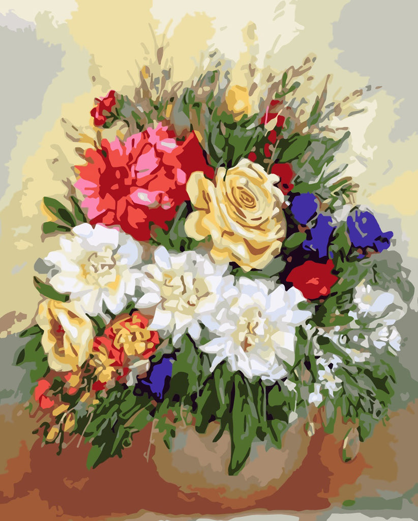 Watercolor Flower Bouquet Paint by Numbers