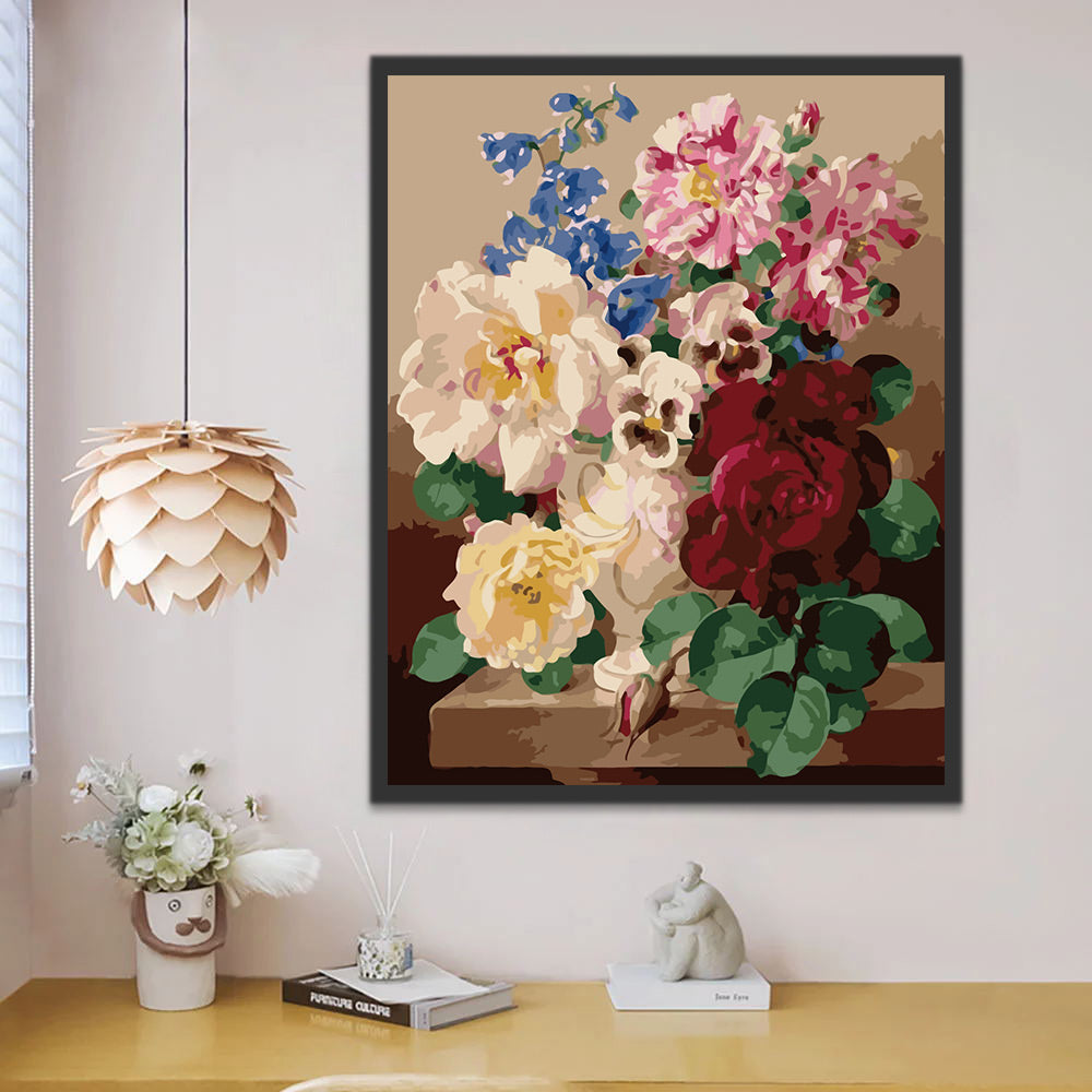 Watercolor Flowers Bouquet Paint by Numbers