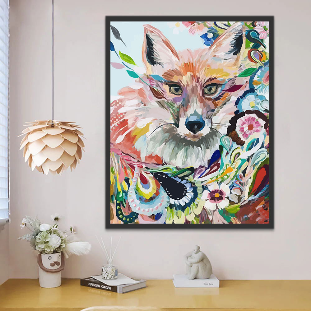 Watercolor Fox and Flower Paint by Numbers
