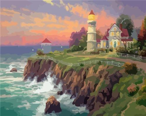 Watercolor Lighthouse Paint by Numbers