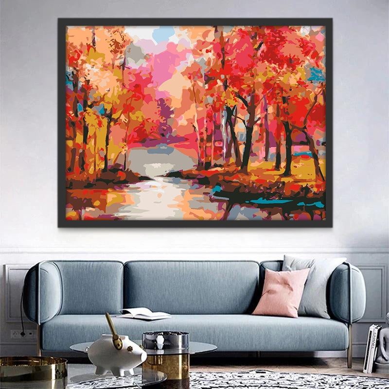 Watercolor Maple Forest Paint by Numbers