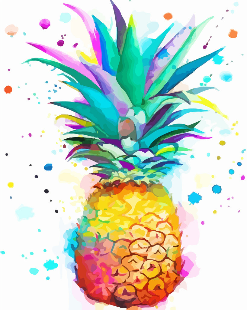 Watercolor Pineapple Paint by Numbers