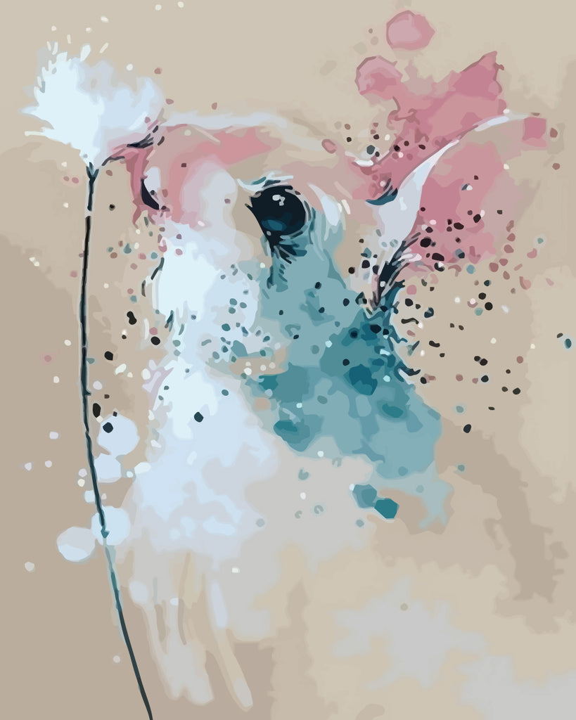 Watercolor Rabbit and Dandelion Paint by Numbers