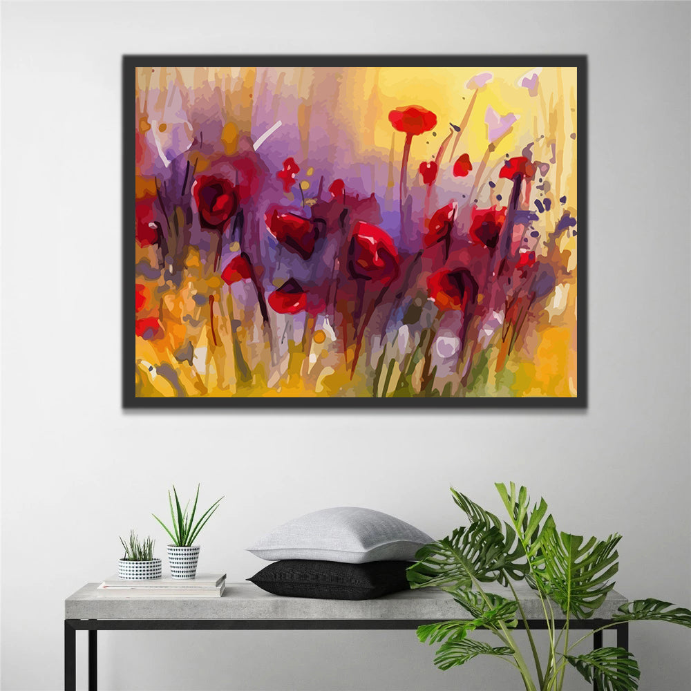 Watercolor Red Poppies Paint by Numbers