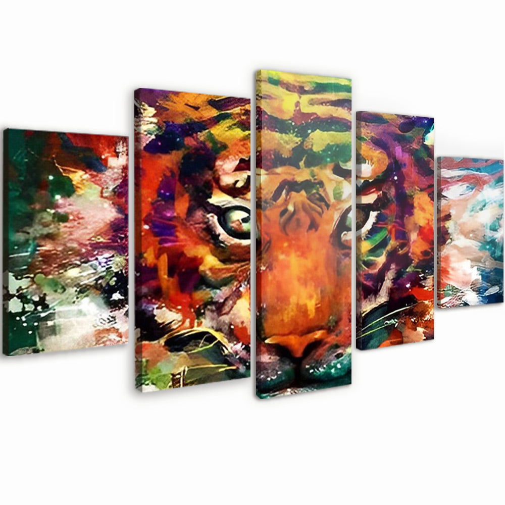 Watercolor Tiger Face 5 Pack Paint By Numbers