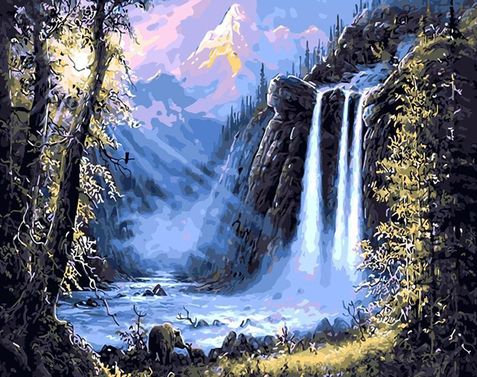 Waterfall and Sunshine Paint by Numbers