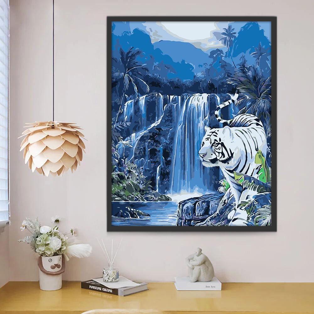 Waterfall and White Tiger Paint by Numbers