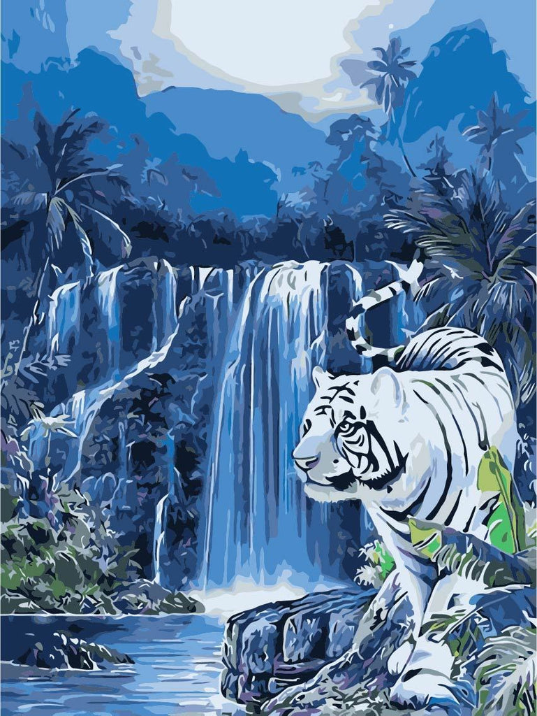 Waterfall and White Tiger Paint by Numbers