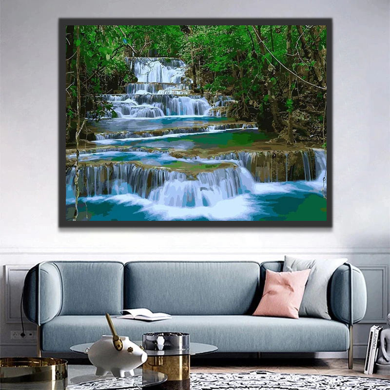 Waterfall Landscape Paint by Numbers