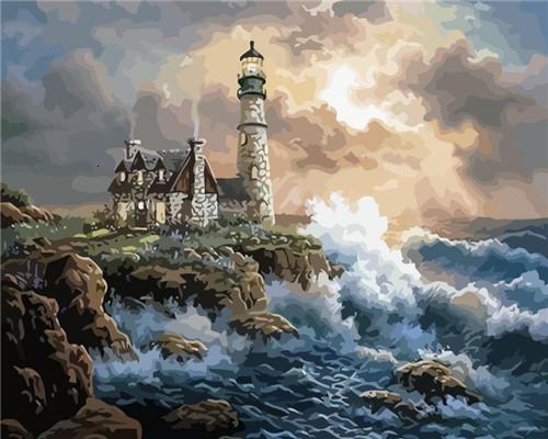 Waves and Lighthouse Paint by Numbers