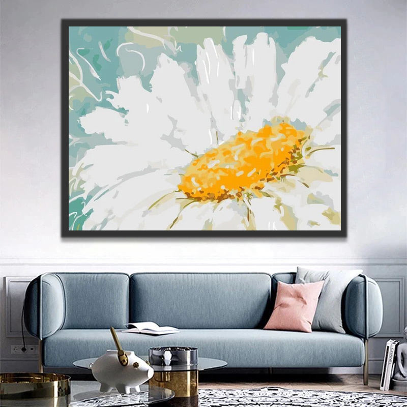 White Chrysanthemum Paint by Numbers