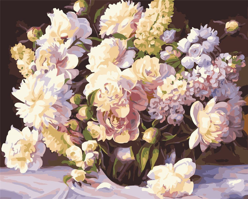 White Flower Bouquet Paint by Numbers