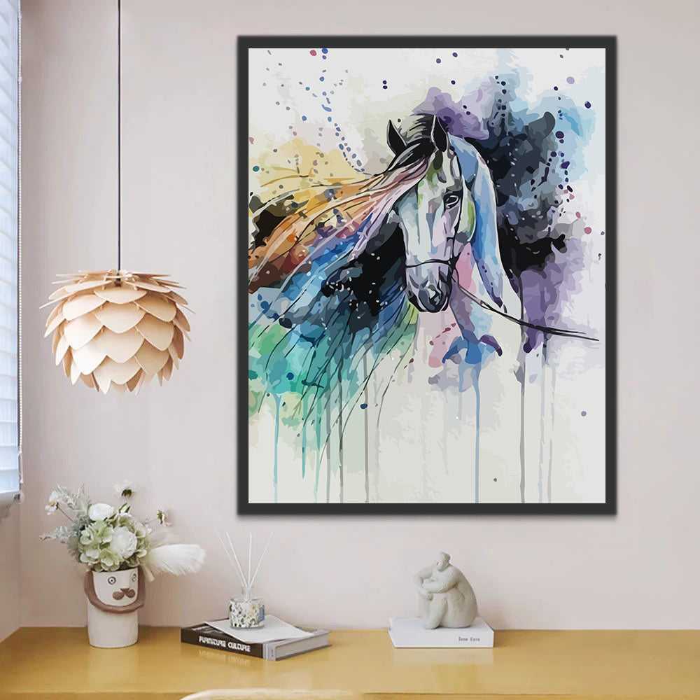 White Horse and Watercolor Paint by Numbers