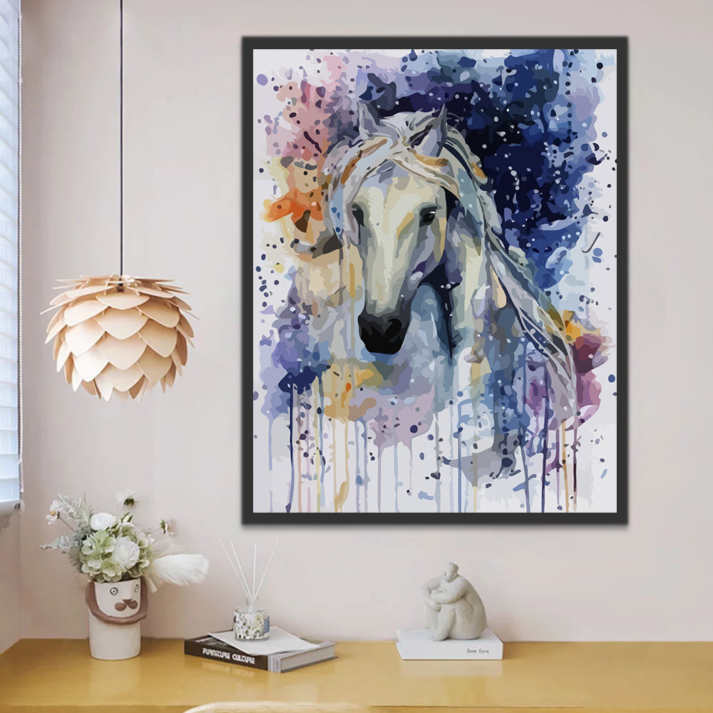 White Horse and Watercolor Paint by Numbers