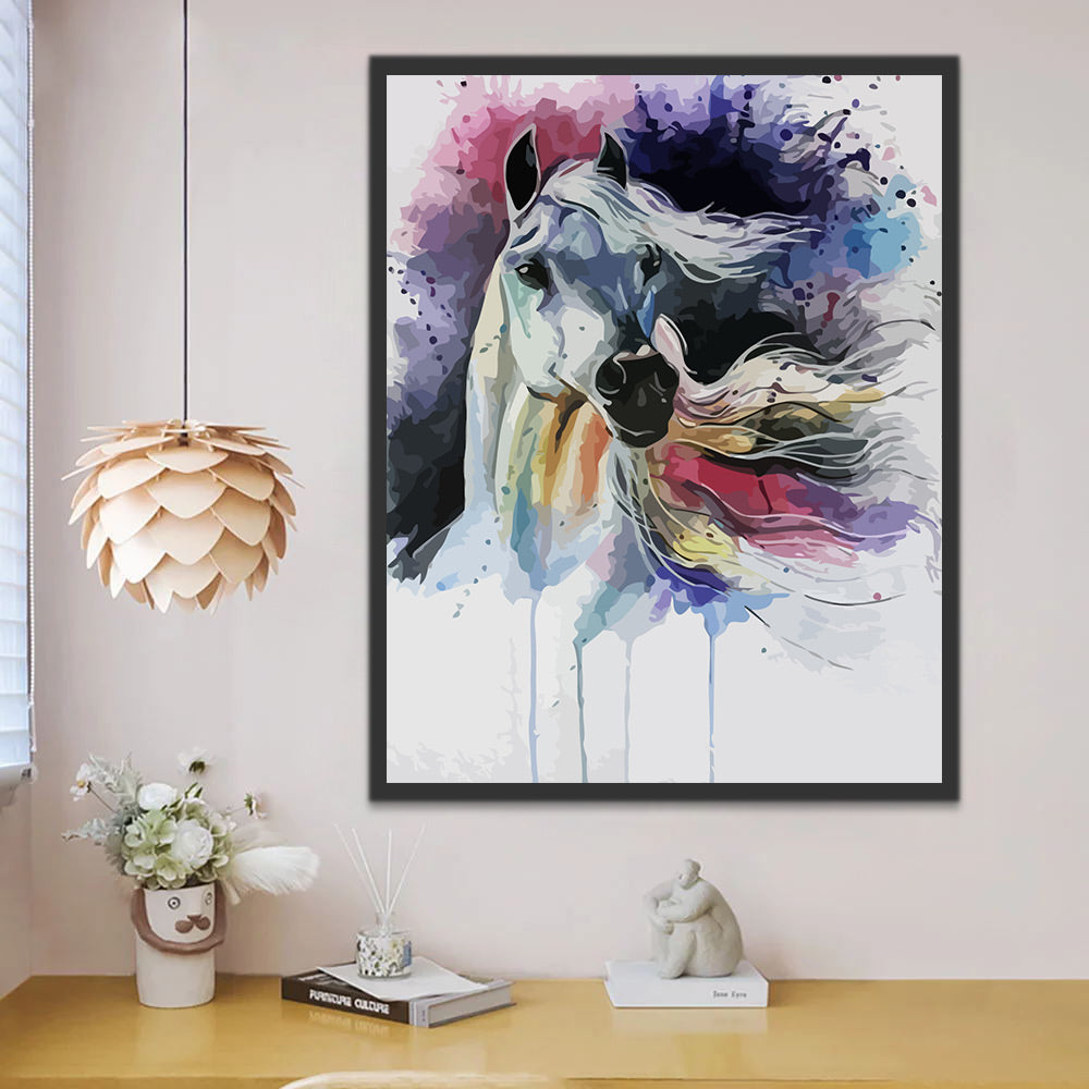 White Horse and Watercolor Paint by Numbers