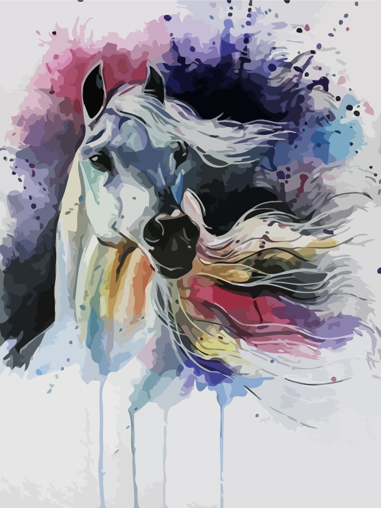 White Horse and Watercolor Paint by Numbers
